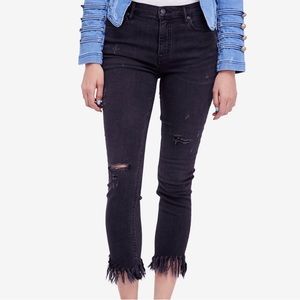 Free People Great Heights Frayed Black Skinny Jean